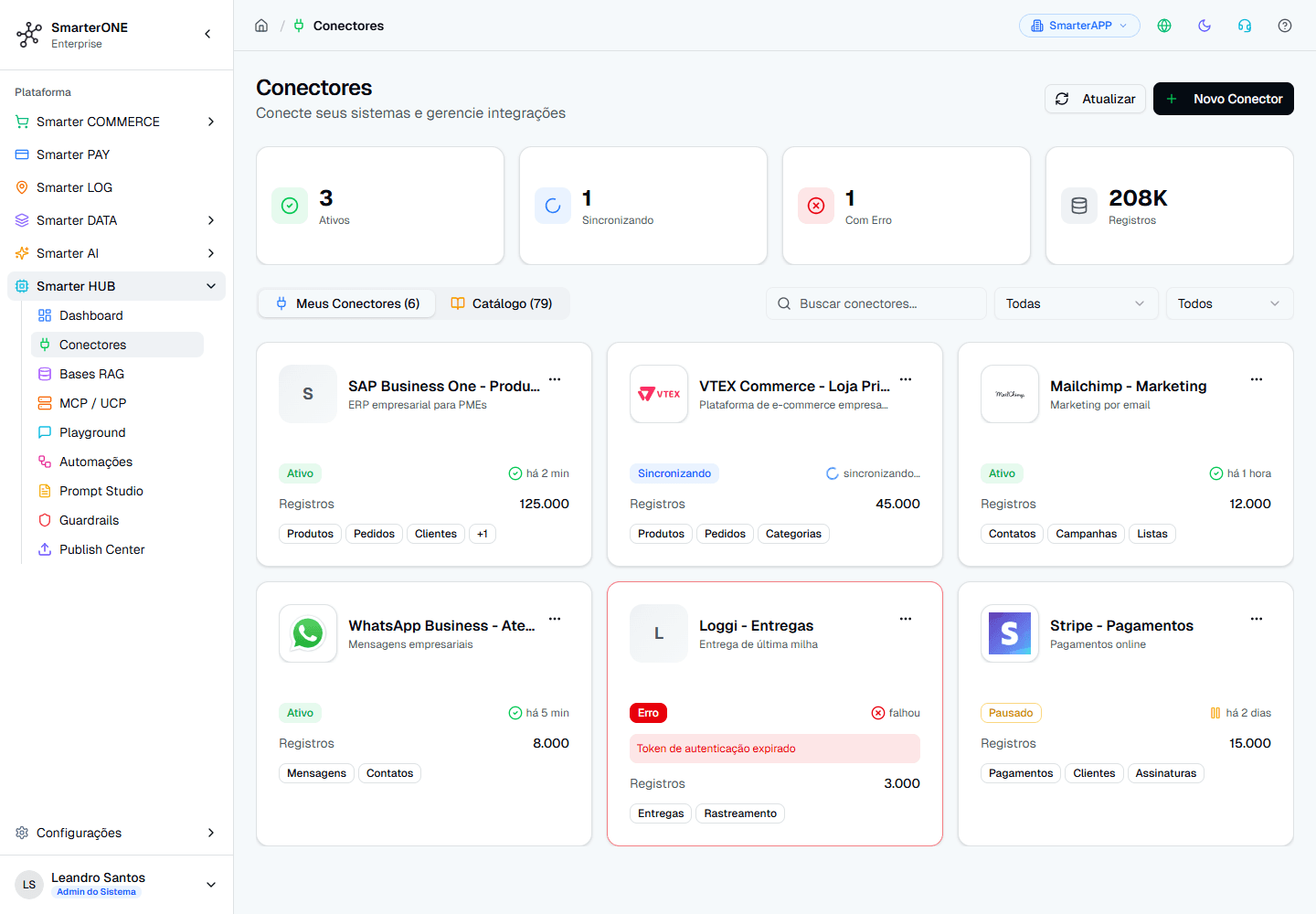 Tela do Agent HUB na plataforma AgentONE
